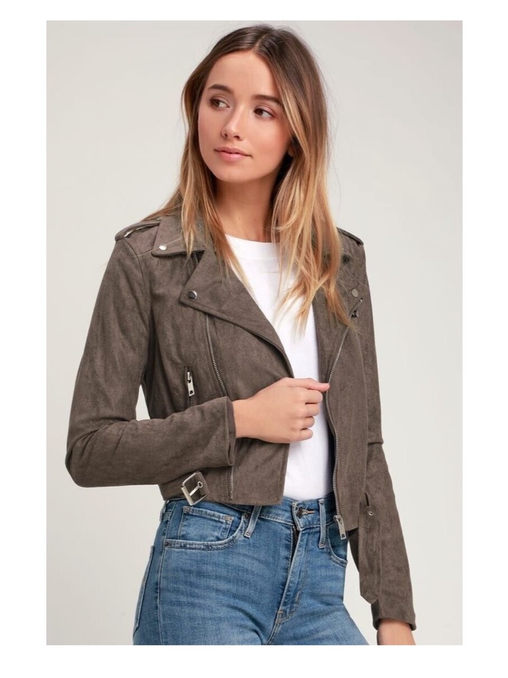Lulus Faux Suede Moto Jacket
